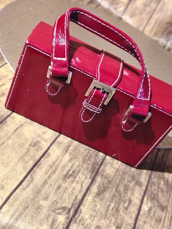 Vintage Red Women's Structured Top-Handle Bag - Picture 3 of 7